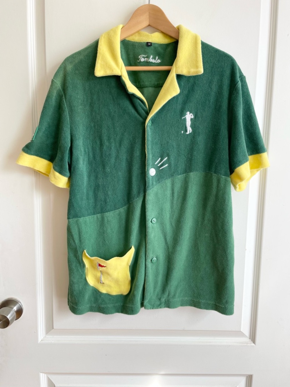 Tombolo Mulligan Cabana Terry Cloth Cotton Golf Button-Up Shirt Mens Medium